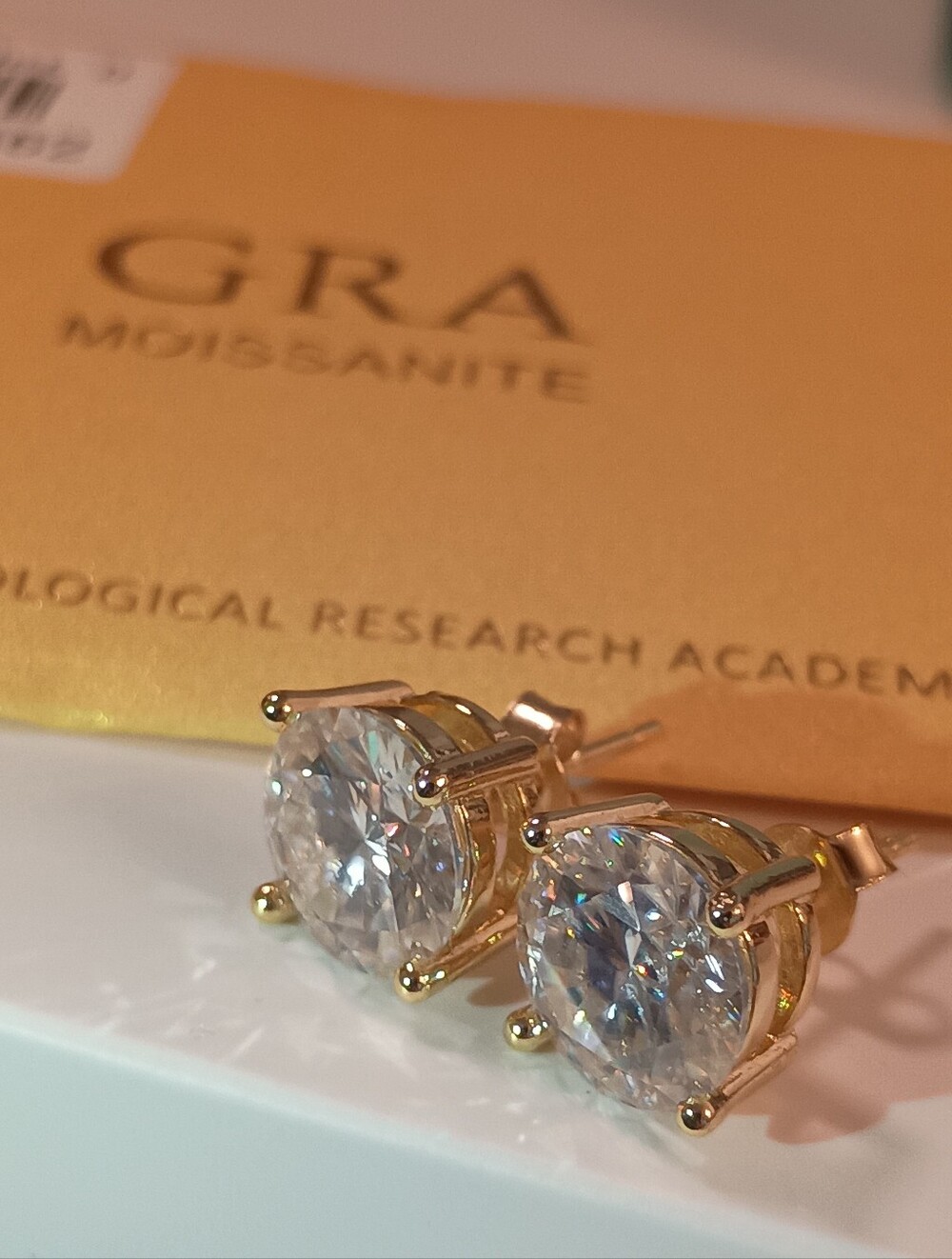 4CT Moissanite Prong Studs Earrings Real 925 Silver 18k G/P GRA Certificate